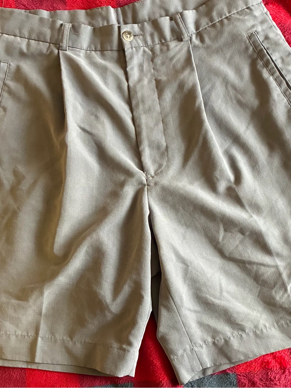 Perry Ellis Light Khaki Flat-Front Men's Shorts